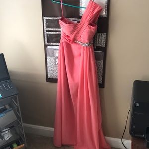 Beautiful coral bridesmaids dress
